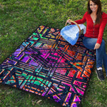 Ethnic Aztec Grunge Trippy Print Quilt