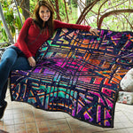 Ethnic Aztec Grunge Trippy Print Quilt