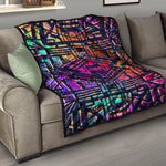 Ethnic Aztec Grunge Trippy Print Quilt