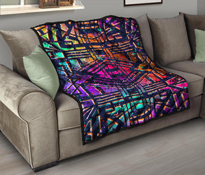 Ethnic Aztec Grunge Trippy Print Quilt