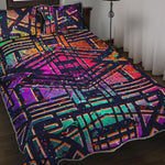 Ethnic Aztec Grunge Trippy Print Quilt Bed Set