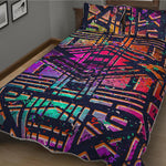 Ethnic Aztec Grunge Trippy Print Quilt Bed Set