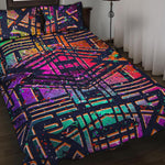 Ethnic Aztec Grunge Trippy Print Quilt Bed Set