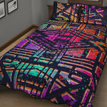 Ethnic Aztec Grunge Trippy Print Quilt Bed Set