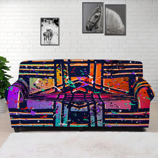Ethnic Aztec Grunge Trippy Print Sofa Cover