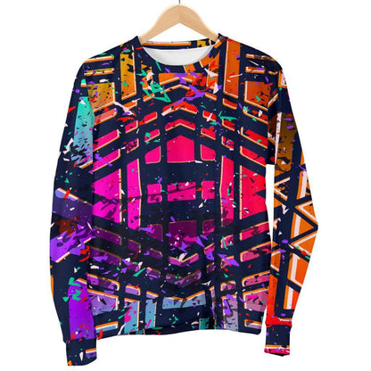 Ethnic Aztec Grunge Trippy Print Women's Crewneck Sweatshirt GearFrost