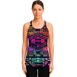 Ethnic Aztec Grunge Trippy Print Women's Racerback Tank Top