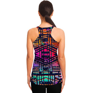 Ethnic Aztec Grunge Trippy Print Women's Racerback Tank Top