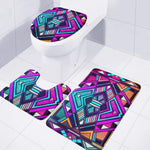 Ethnic Aztec Trippy Print 3 Piece Bath Mat Set