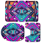 Ethnic Aztec Trippy Print 3 Piece Bath Mat Set