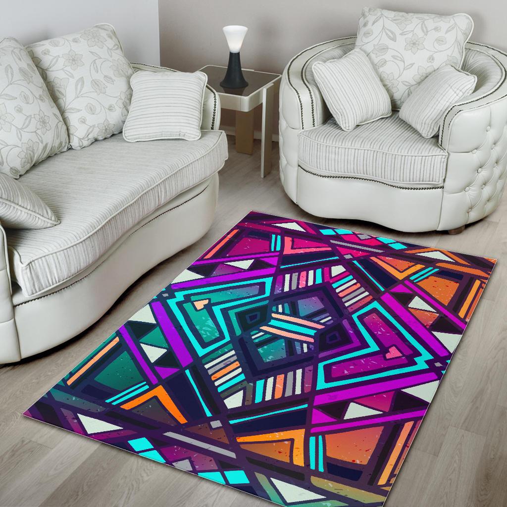 Ethnic Aztec Trippy Print Area Rug GearFrost