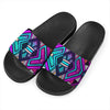 Ethnic Aztec Trippy Print Black Slide Sandals