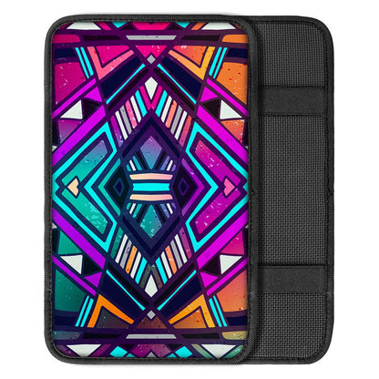 Ethnic Aztec Trippy Print Car Center Console Cover