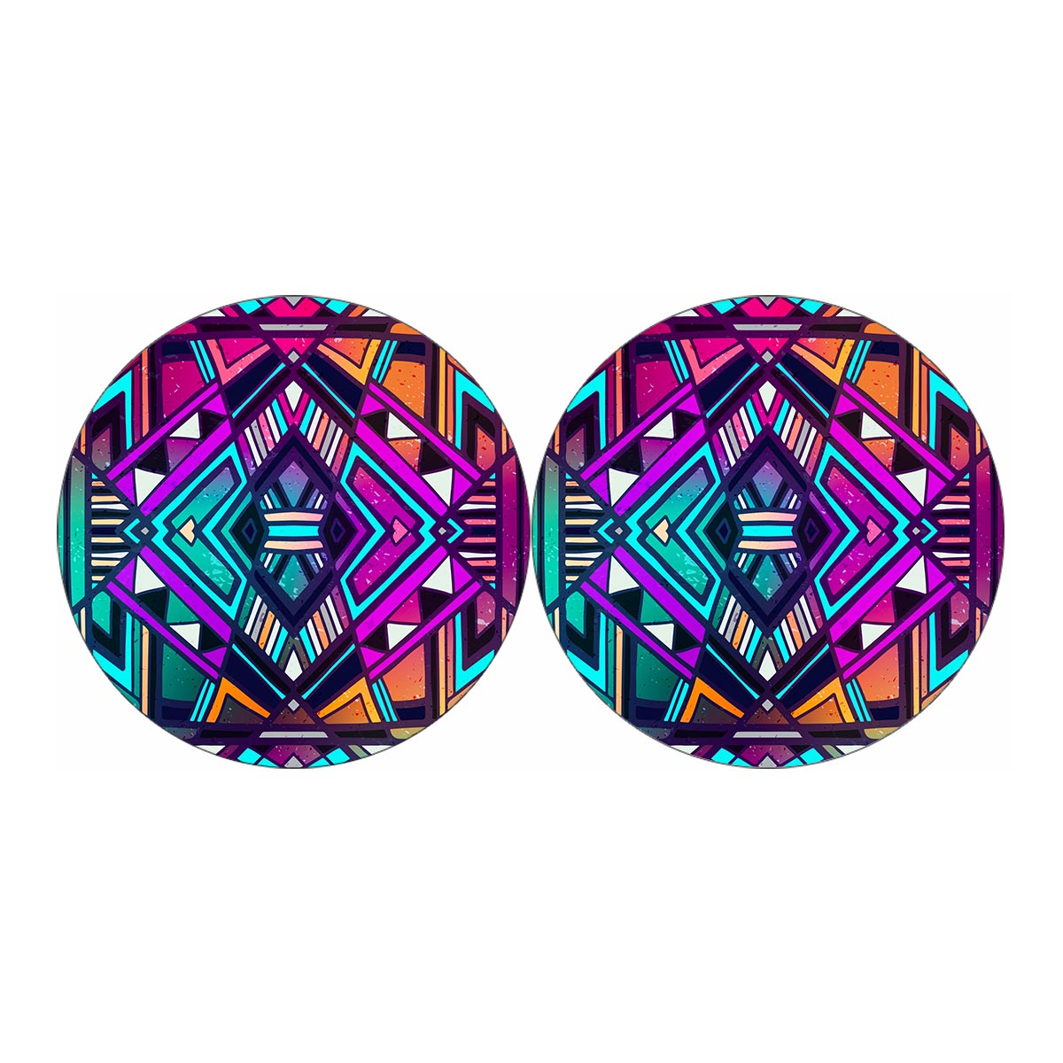 Ethnic Aztec Trippy Print Car Coasters