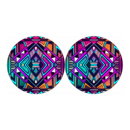 Ethnic Aztec Trippy Print Car Coasters
