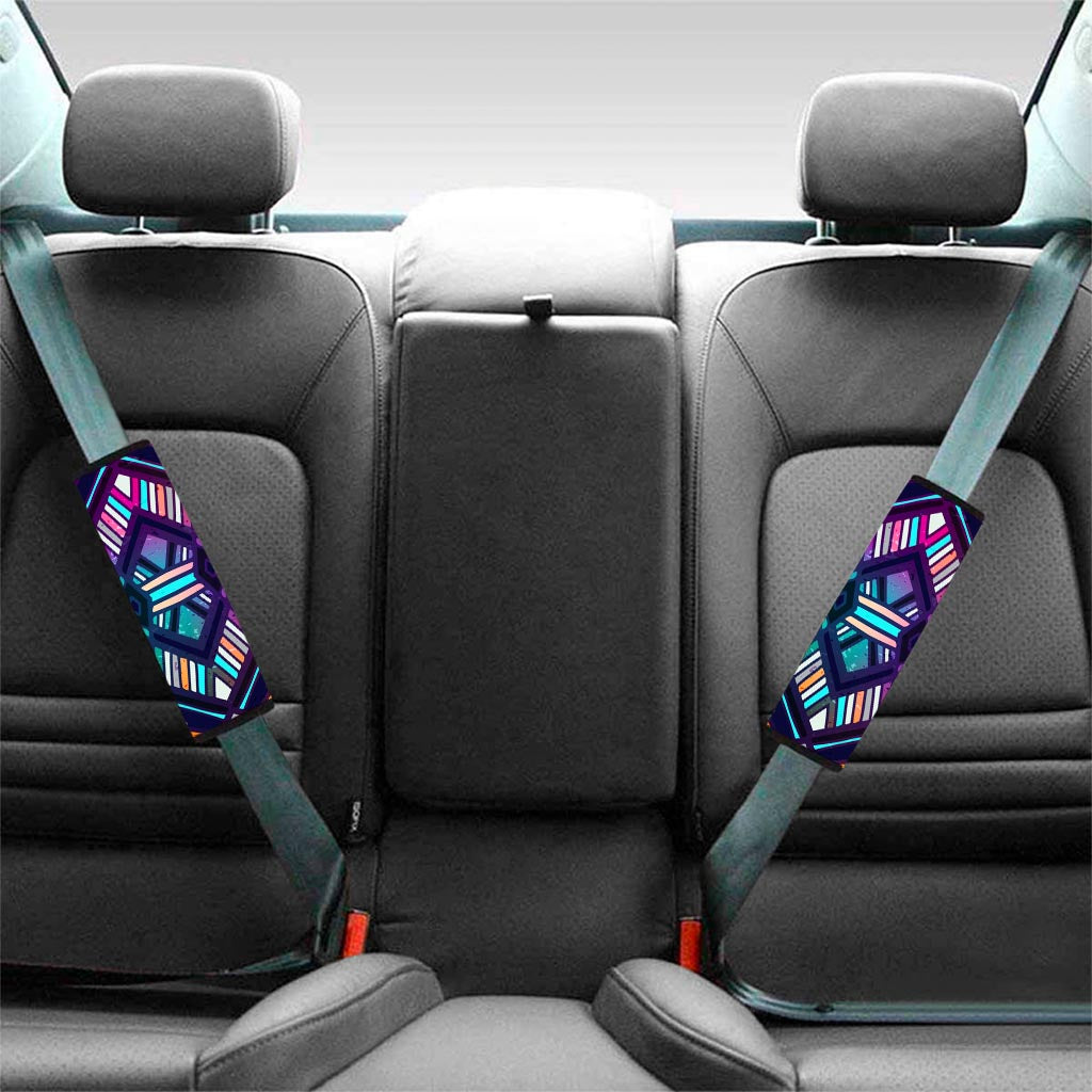 Ethnic Aztec Trippy Print Car Seat Belt Covers