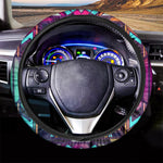 Ethnic Aztec Trippy Print Car Steering Wheel Cover