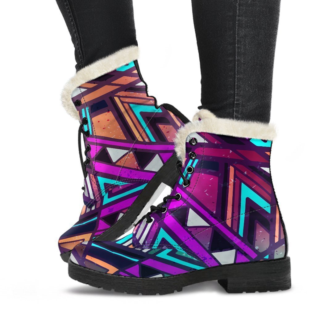 Ethnic Aztec Trippy Print Comfy Boots GearFrost