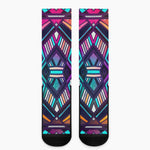 Ethnic Aztec Trippy Print Crew Socks