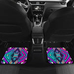 Ethnic Aztec Trippy Print Front and Back Car Floor Mats