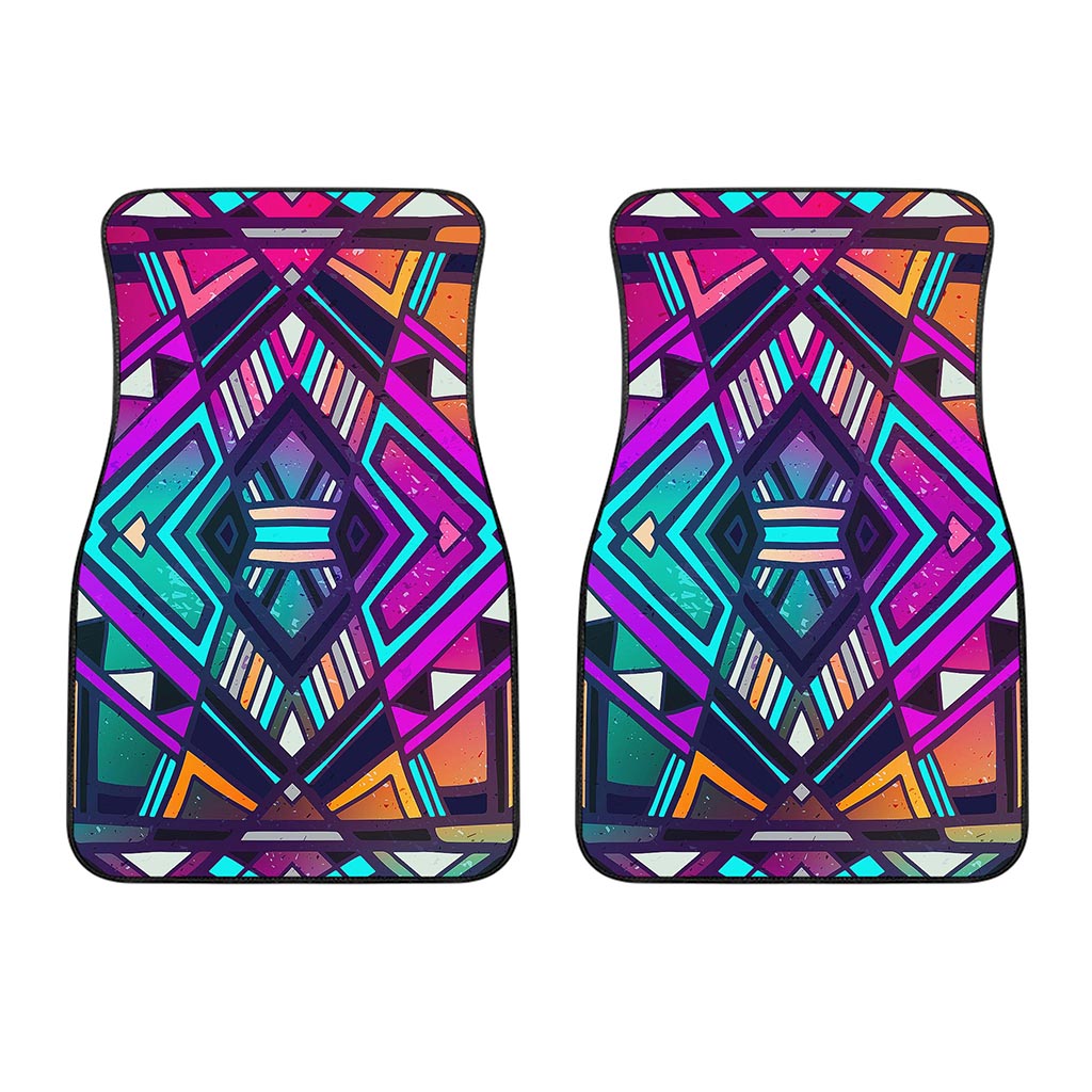 Ethnic Aztec Trippy Print Front Car Floor Mats