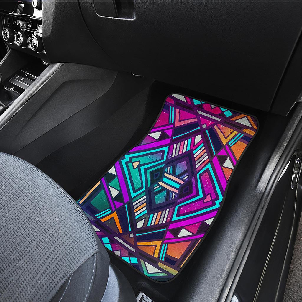 Ethnic Aztec Trippy Print Front Car Floor Mats