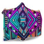 Ethnic Aztec Trippy Print Hooded Blanket