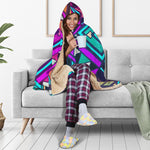 Ethnic Aztec Trippy Print Hooded Blanket