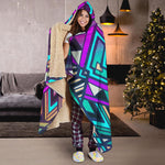 Ethnic Aztec Trippy Print Hooded Blanket