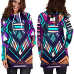 Ethnic Aztec Trippy Print Hoodie Dress GearFrost