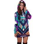 Ethnic Aztec Trippy Print Hoodie Dress GearFrost