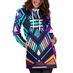 Ethnic Aztec Trippy Print Hoodie Dress GearFrost