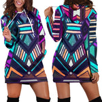 Ethnic Aztec Trippy Print Hoodie Dress GearFrost