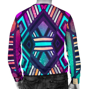 Ethnic Aztec Trippy Print Men's Crewneck Sweatshirt GearFrost