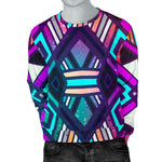 Ethnic Aztec Trippy Print Men's Crewneck Sweatshirt GearFrost