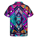 Ethnic Aztec Trippy Print Men's Short Sleeve Shirt