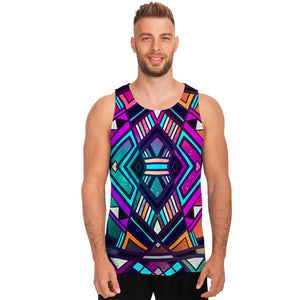 Ethnic Aztec Trippy Print Men's Tank Top