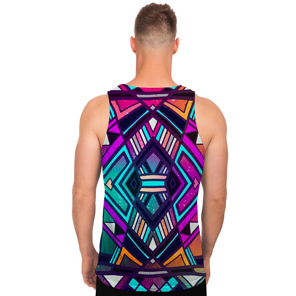 Ethnic Aztec Trippy Print Men's Tank Top