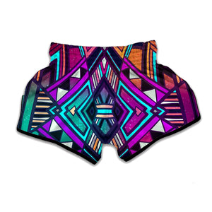 Ethnic Aztec Trippy Print Muay Thai Boxing Shorts