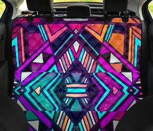 Ethnic Aztec Trippy Print Pet Car Back Seat Cover