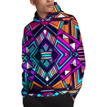 Ethnic Aztec Trippy Print Pullover Hoodie