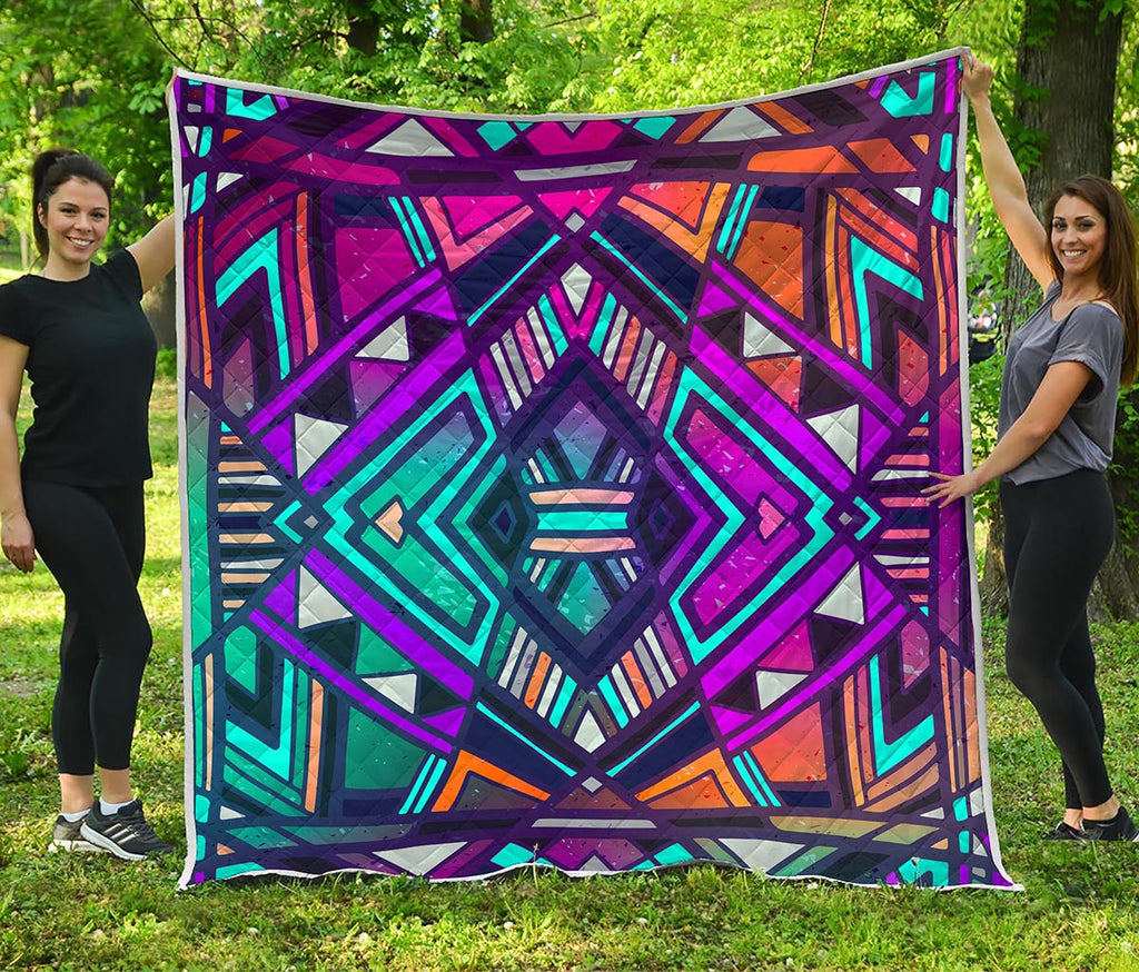 Ethnic Aztec Trippy Print Quilt