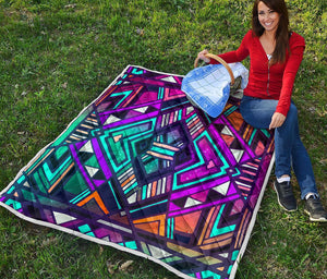 Ethnic Aztec Trippy Print Quilt