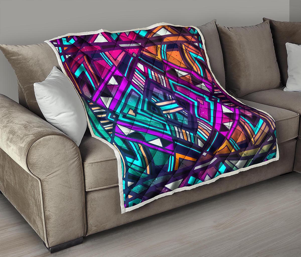 Ethnic Aztec Trippy Print Quilt