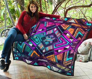 Ethnic Aztec Trippy Print Quilt