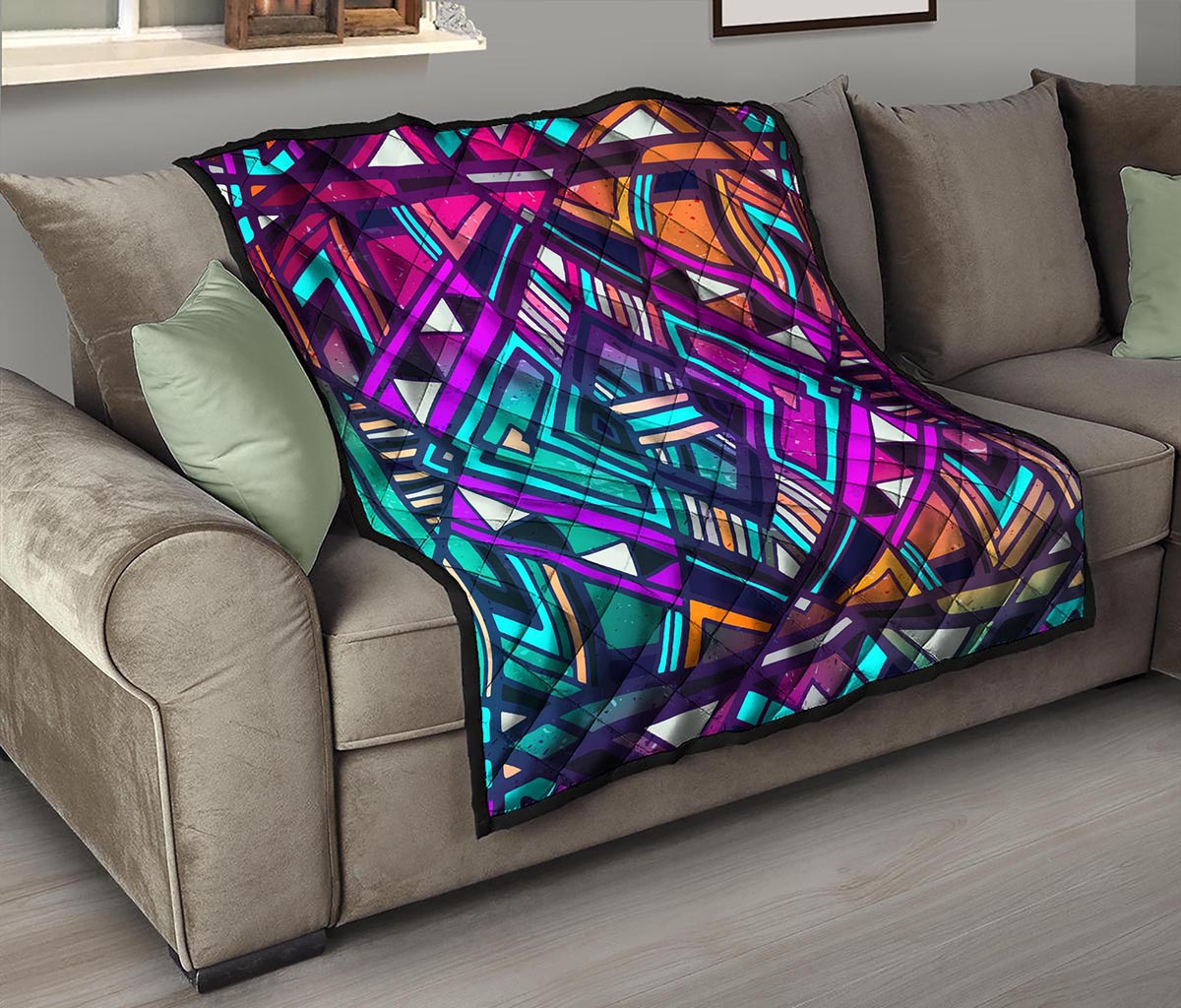 Ethnic Aztec Trippy Print Quilt