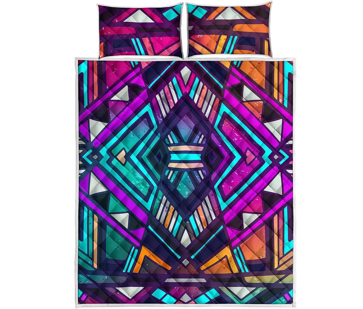 Ethnic Aztec Trippy Print Quilt Bed Set