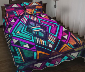 Ethnic Aztec Trippy Print Quilt Bed Set