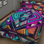 Ethnic Aztec Trippy Print Quilt Bed Set