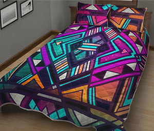 Ethnic Aztec Trippy Print Quilt Bed Set